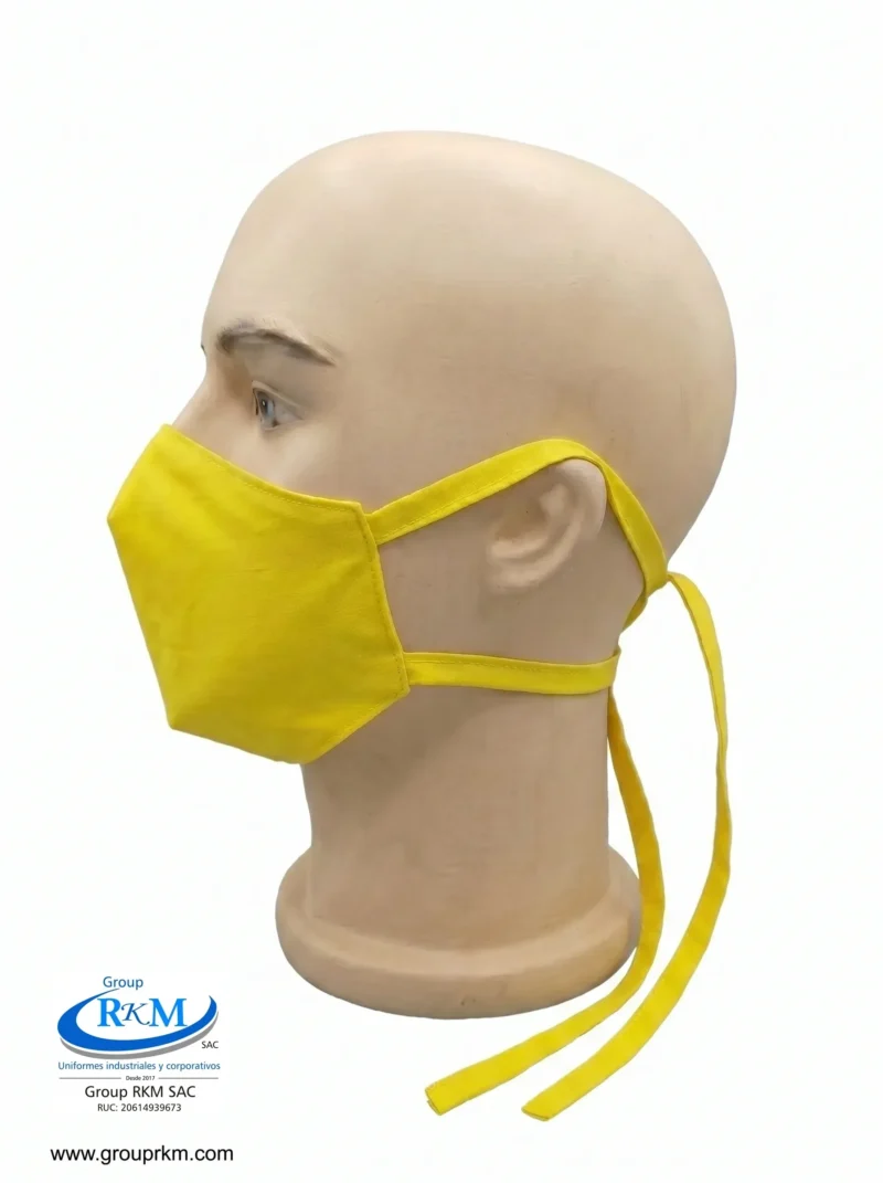 Mascarilla de Tela Anatomica con Amarres Amarillo Brasil