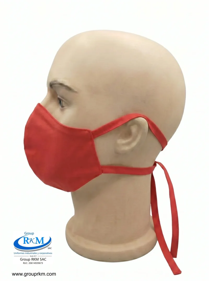 Mascarilla de Tela Anatomica con Amarres Rojo