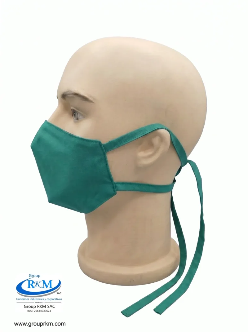Mascarilla de Tela Anatomica con Amarres Verde Clinico