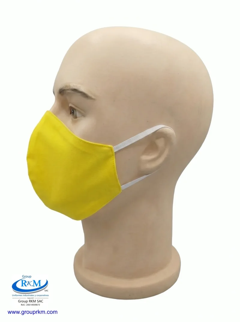 Mascarilla de tela Anatomica Con Ligas Amarillo