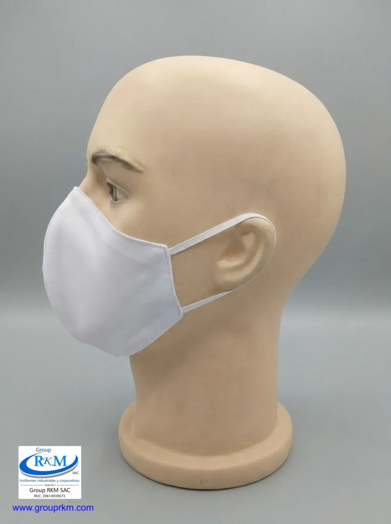 Mascarilla de tela Anatomica Con Ligas Blanco