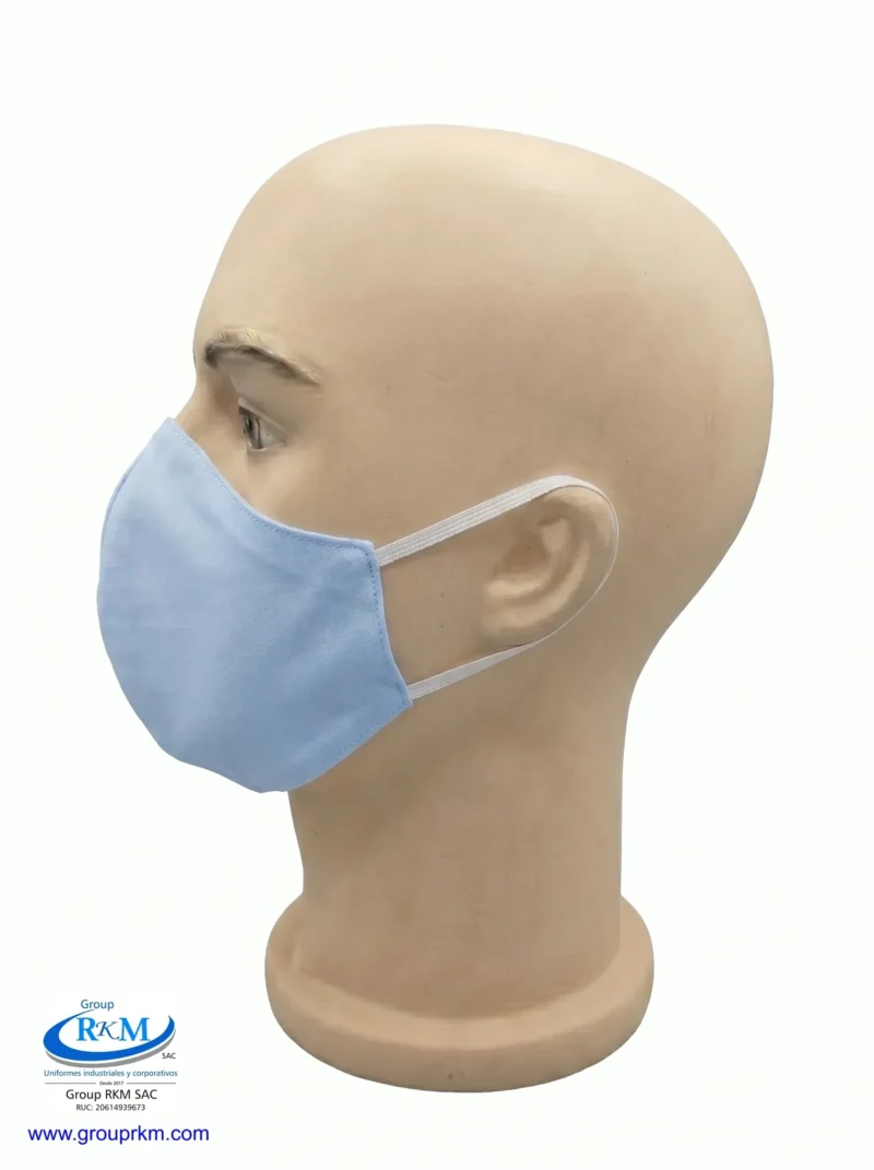 Mascarilla de tela Anatomica Con Ligas Celeste