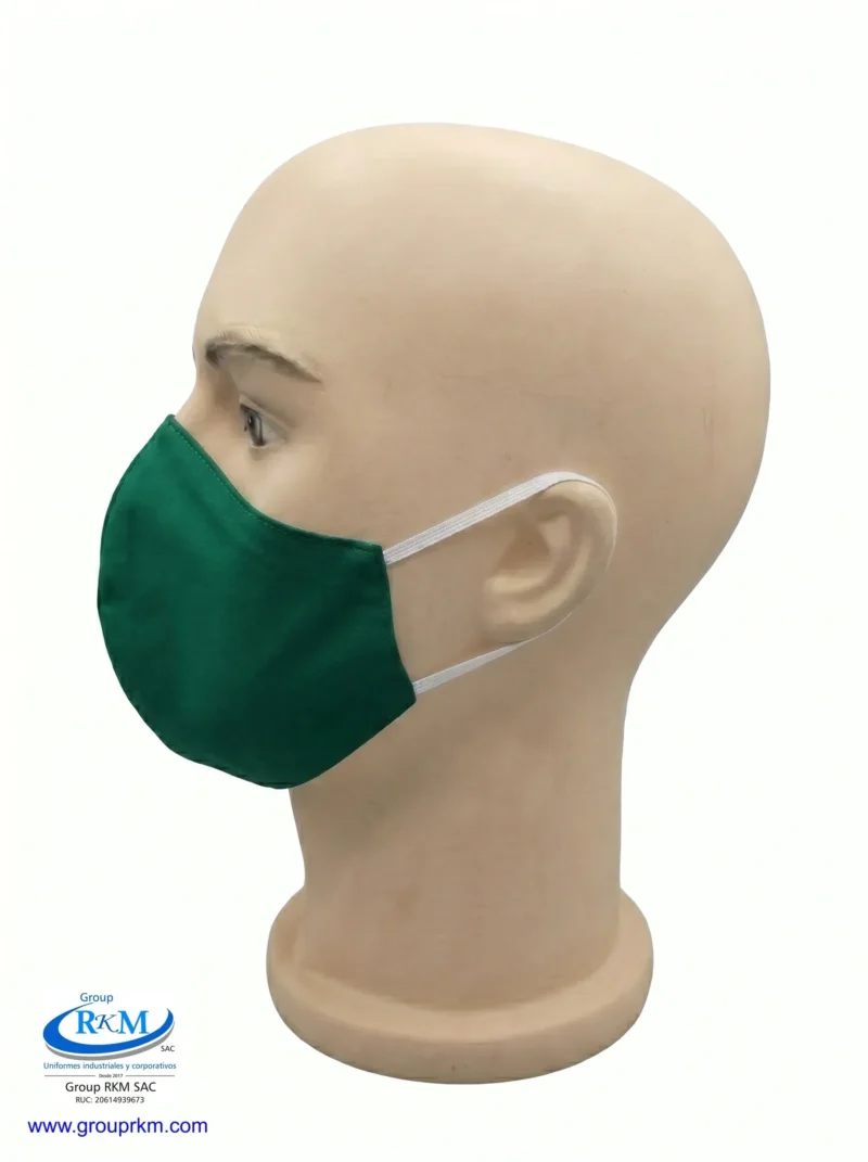 Mascarilla de tela Anatomica Con Ligas verde Esmeralda