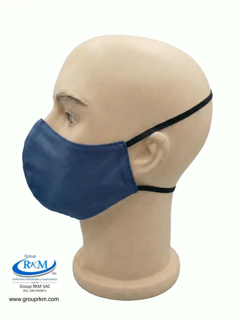Mascarilla de tela Con Elastico para atras Azul Acero