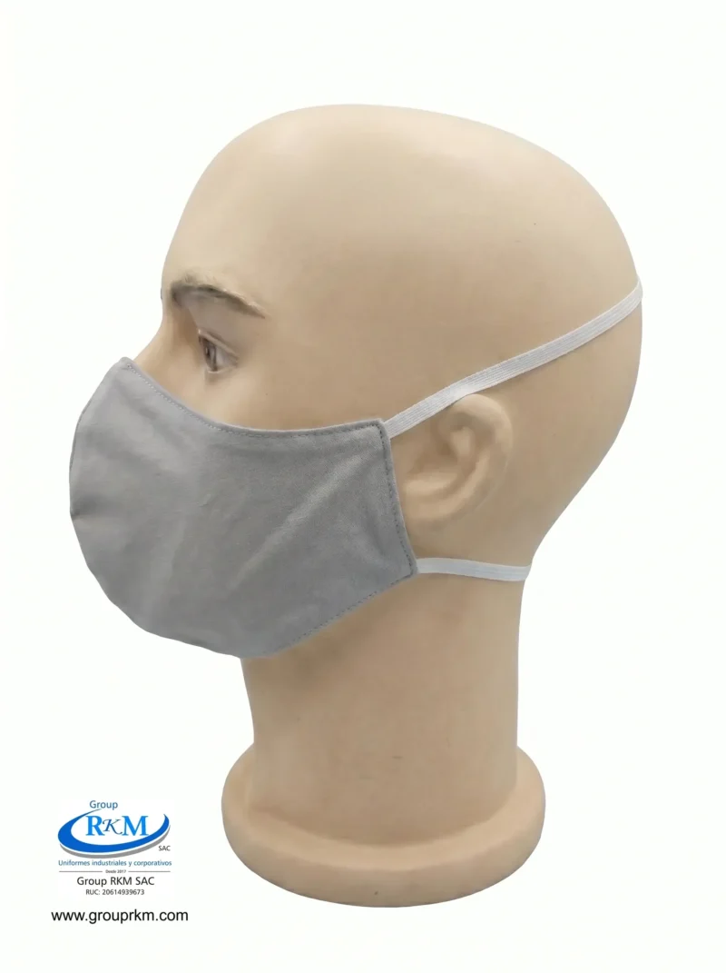 Mascarilla de tela Con Elastico para atras Negro Gris Claro