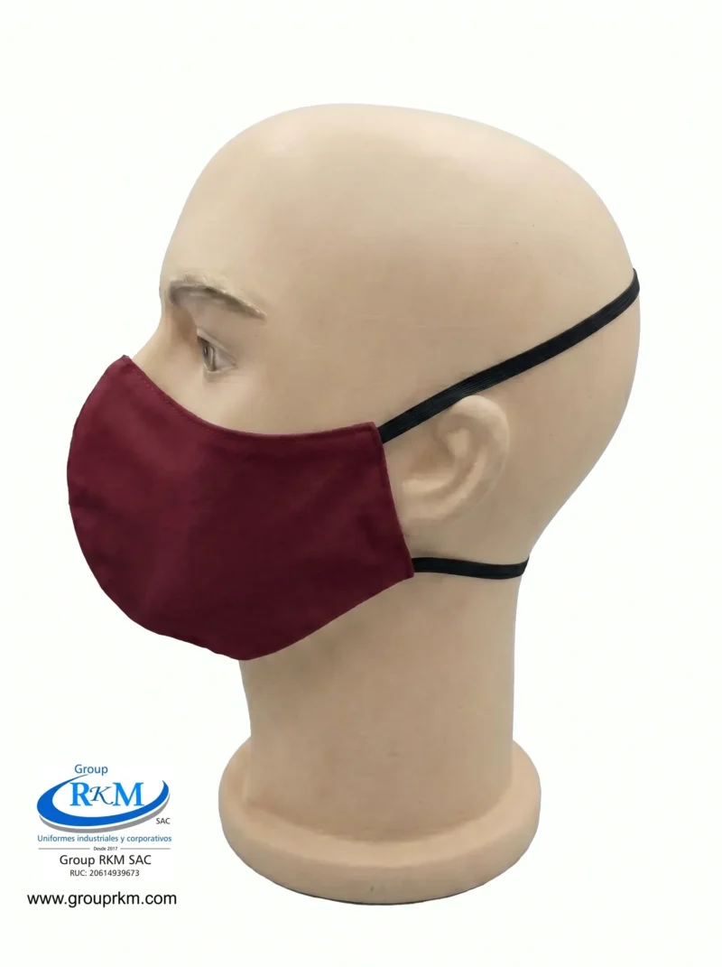 Mascarilla de tela Con Elastico para atras Rojo Guinda