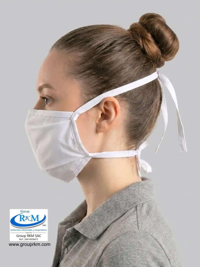 Mascarilla de tela plana con amarres 3