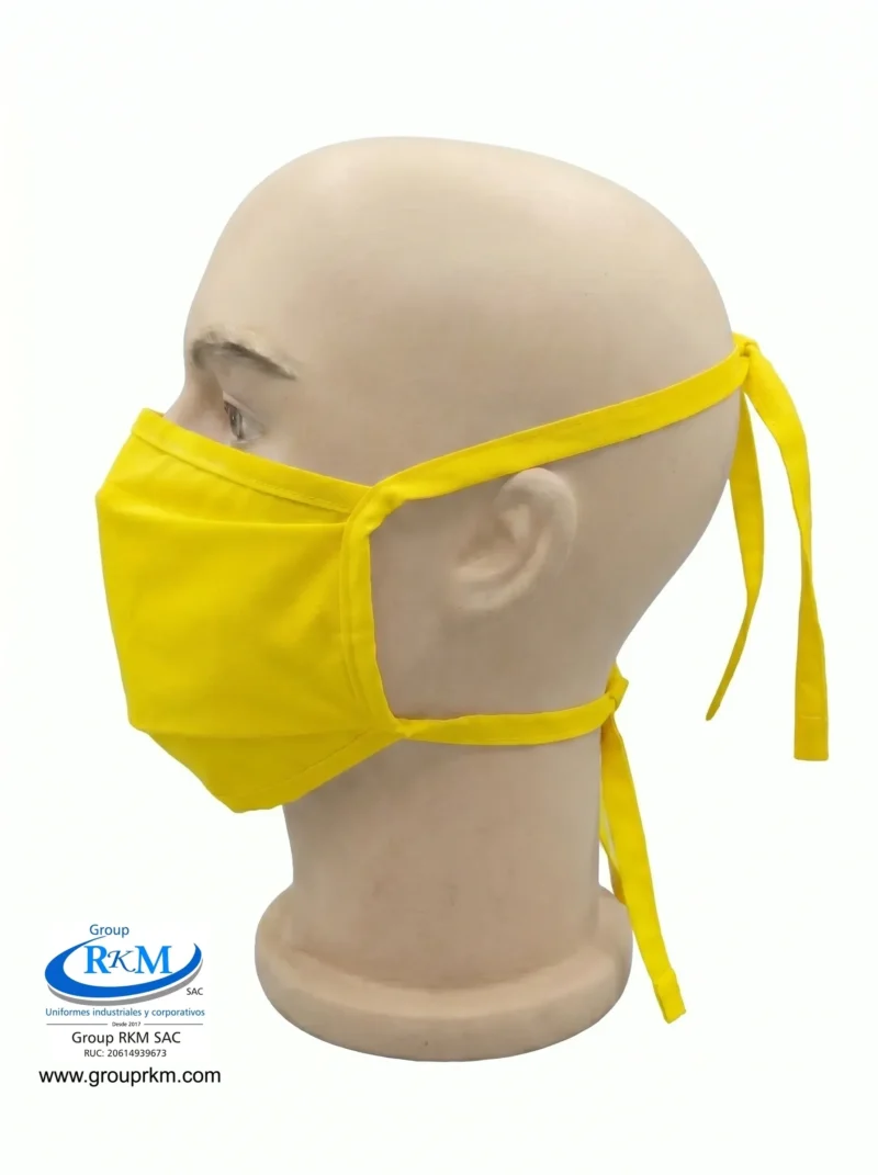 Mascarilla de tela plana con amarres Amarillo