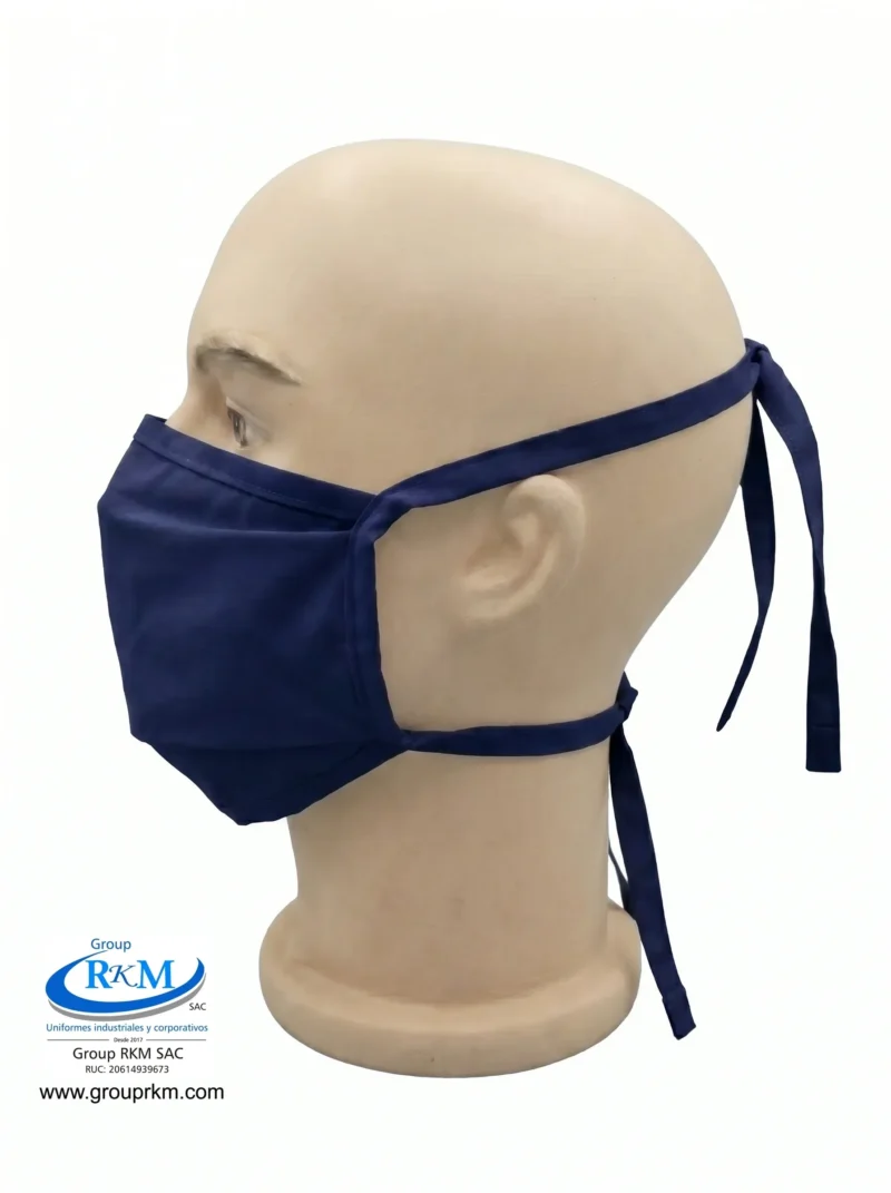 Mascarilla de tela plana con amarres Azul Marino
