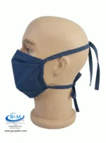 Mascarilla de tela plana con amarres Azul acero Mascarilla de tela plana con amarres Azul acero