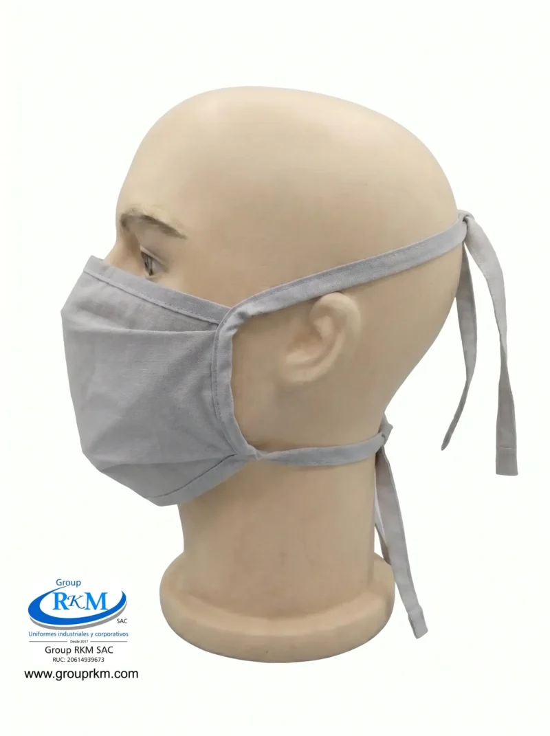 Mascarilla de tela plana con amarres Gris Claro