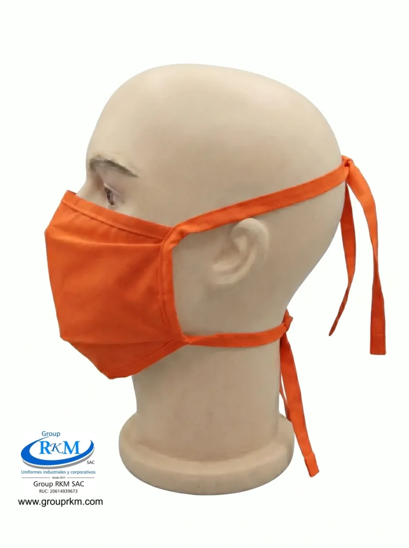 Mascarilla de tela plana con amarres Naranja