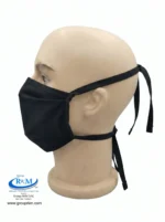 Mascarilla de tela plana con amarres Negro Mascarilla de tela plana con amarres Negro