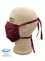 Mascarilla de tela plana con amarres Rojo Guinda Mascarilla de tela plana con amarres Rojo Guinda