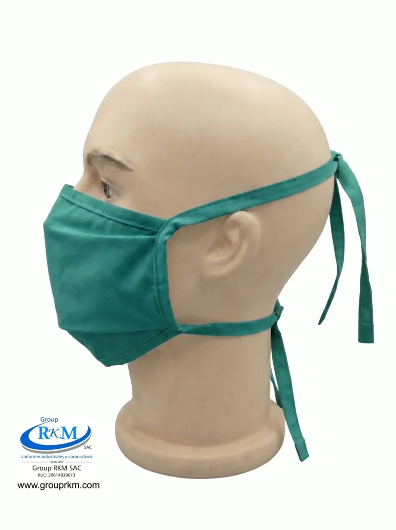 Mascarilla de tela plana con amarres Verde Clinico