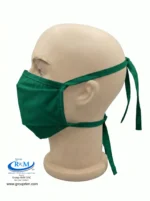 Mascarilla de tela plana con amarres Verde Esmeralda Mascarilla de tela plana con amarres Verde Esmeralda