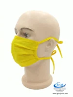 Mascarilla de tela plana con amarres en DRIL Amarillo Mascarilla de tela plana con amarres en DRIL Amarillo