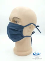 Mascarilla de tela plana con amarres en DRIL Azul acero Mascarilla de tela plana con amarres en DRIL Azul acero