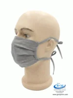 Mascarilla de tela plana con amarres en DRIL Gris claro Mascarilla de tela plana con amarres en DRIL Gris claro