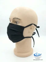 Mascarilla de tela plana con amarres en DRIL Negro Mascarilla de tela plana con amarres en DRIL Negro