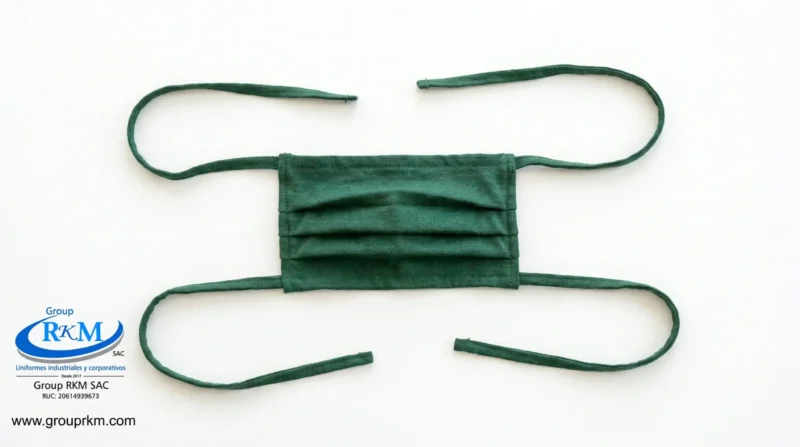 Mascarilla de tela plana con amarres en DRIL 3
